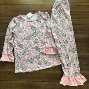 Charming Pink and Gray Kids Halloween Pajama Set